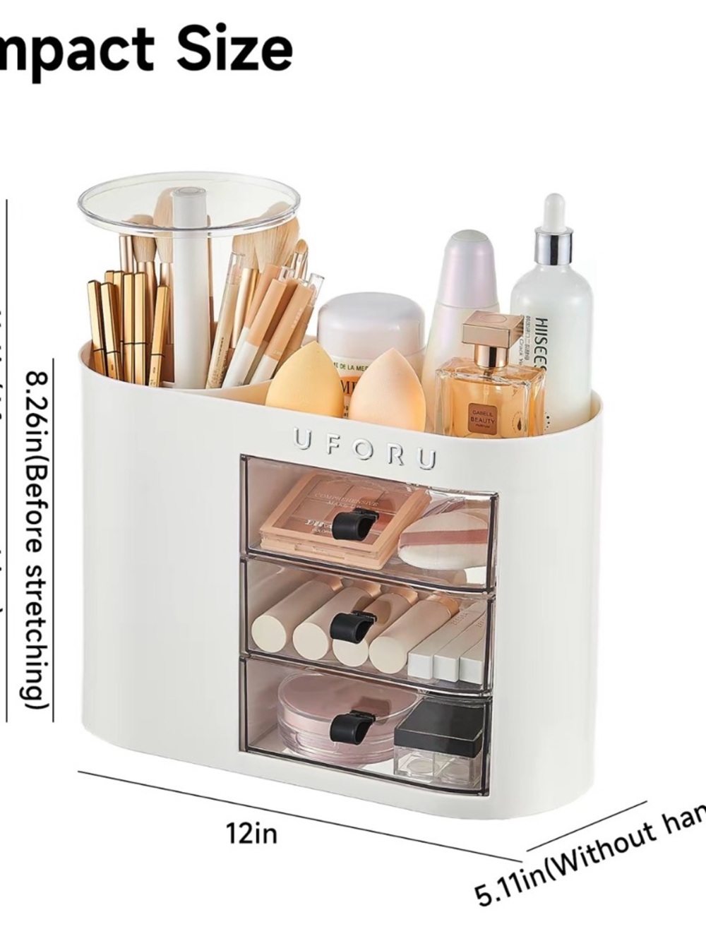 White Cosmetic Organizer with Clear Drawer Fronts